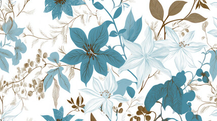 Floral pattern with blue and brown
