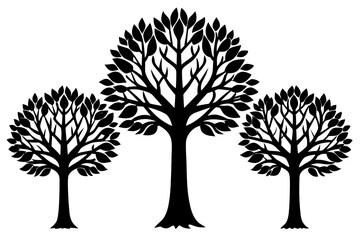 Obraz premium set of Ash tree vector silhouette illustration isolated on white background