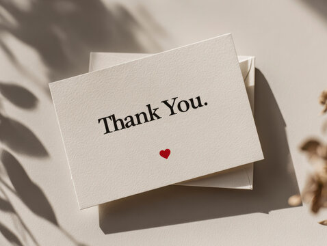 Thank you card with simple design and heartfelt message on a soft background