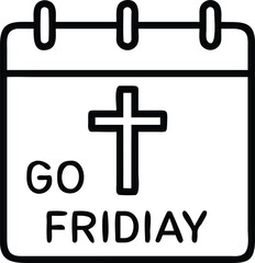Obraz premium Good Friday calendar reminder icon with cross simple line art design