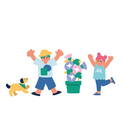 夏休みを楽しむ子供のカラフルなイラスト