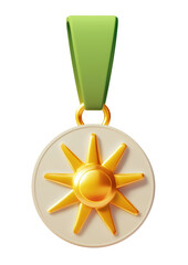 gold medal with ribbon