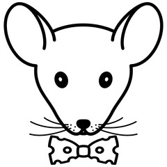 Outline of a mouse head with a symbolic tie made of cheese