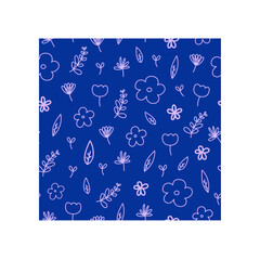 Seamless pattern with cute doodle of flowers and leaves. Seamless pattern for digital printing, graphic design, fabric, or paper.