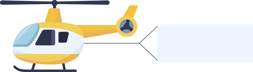 Flying advertising banner pulled by light aircraft in flat style vector illustration. Flying planes and helicopters set with the banners, template for text.
