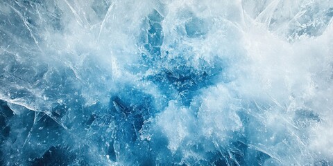 Detailed icy surface background with frosty shapes and cracked frozen structure in cool color palette