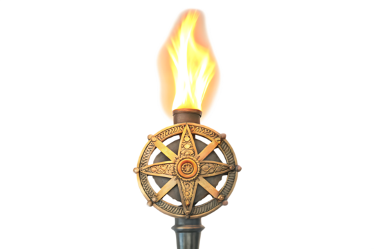 burning torch illuminated symbol ancient design  isolated on white background PNG ,ai generated