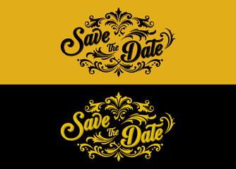 Elegant Save the Date with intricate flourishes