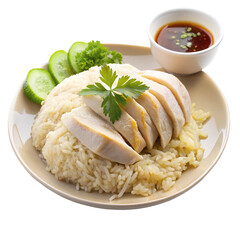 Hainanese Steamed Chicken Rice with Soy Sauce
