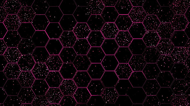 black honeycomb background with some outlines of hot pink glitter
