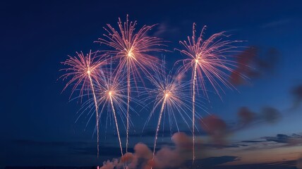 Colorful fireworks exploding in night sky for celebration event  