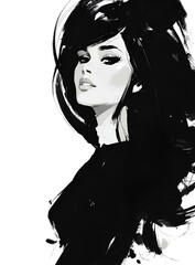 Fashion illustration.Beautiful fashion sketches.Stylish fashion models. Fashion girls.Style woman portrait.High fashion, generative ai