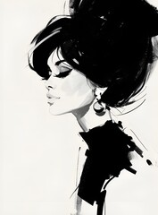 Fashion illustration.Beautiful fashion sketches.Stylish fashion models. Fashion girls.Style woman portrait.High fashion, generative ai