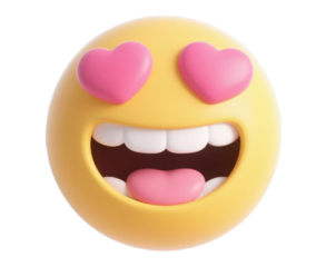 Eyes turned into peach hearts expression element