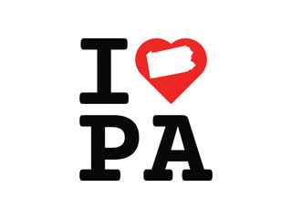 creative love with Pennsylvania map design, vector illustration, isolated on transparent background