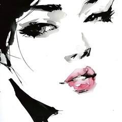 Fashion illustration.Beautiful fashion sketches.Stylish fashion models. Fashion girls.Style woman portrait.High fashion, generative ai