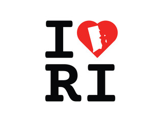 creative love with Rhode Island map design, vector illustration, isolated on transparent background
