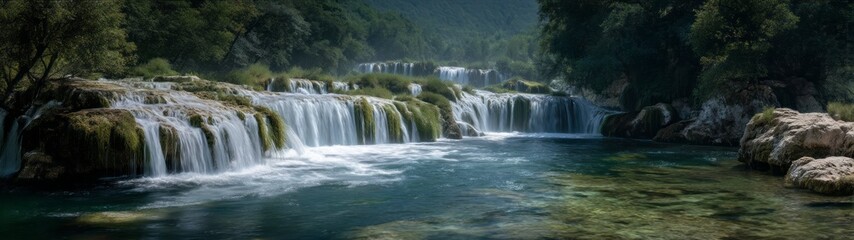 Nature waterfall cascade national park hdr 360 degrees serenity
