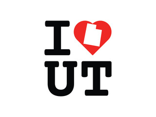 creative love with Utah map design, vector illustration, isolated on transparent background