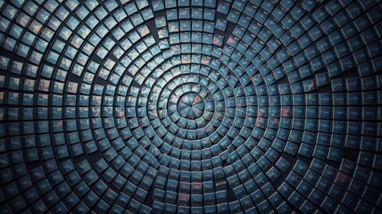 Circular arrangement of flat screens in a modern digital design  