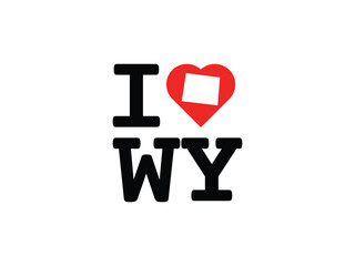 creative love with Wyoming map design, vector illustration, isolated on transparent background