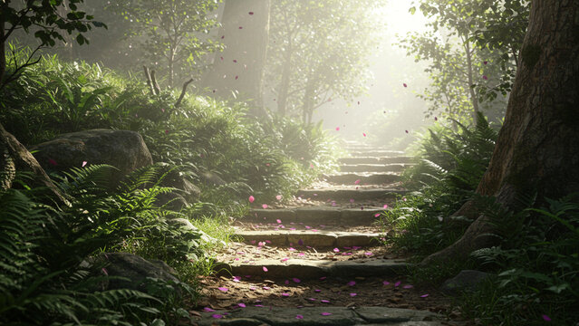 sun rays through the forest