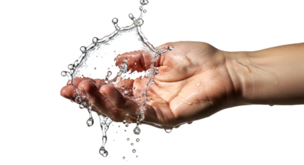 Water Splashing on Hand: A Captivating Image of Pure Nature