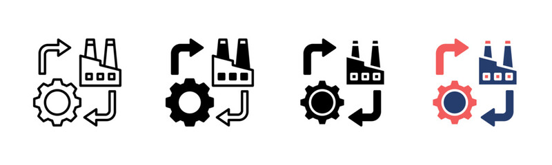 Manufacturing Process icon sheet multiple style collection