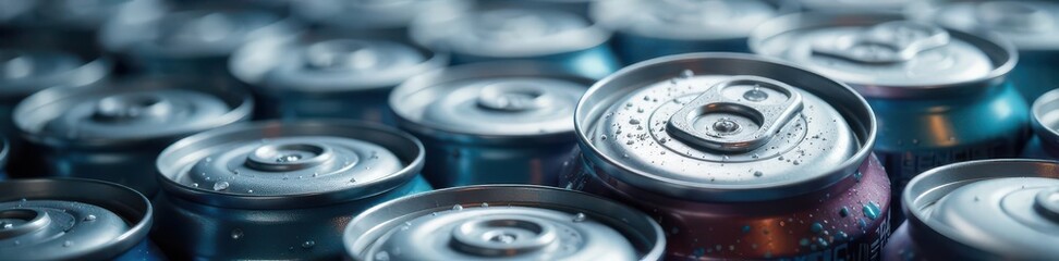 Close-up silver can, water droplets, blank space , studio, water droplets