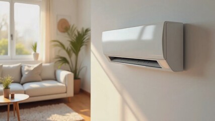 Modern air conditioning unit enhances comfort in contemporary living room during warm summer afternoon