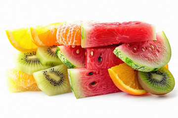 Fresh fruits like water melon,orange and kiwi slices