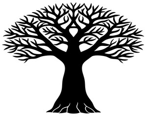 Obraz premium Baobab tree vector silhouette illustration isolated on white background