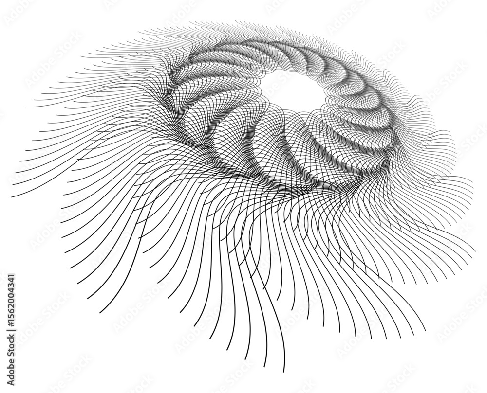 Poster black and white abstract background vector design element wave lines guilloche curve line background