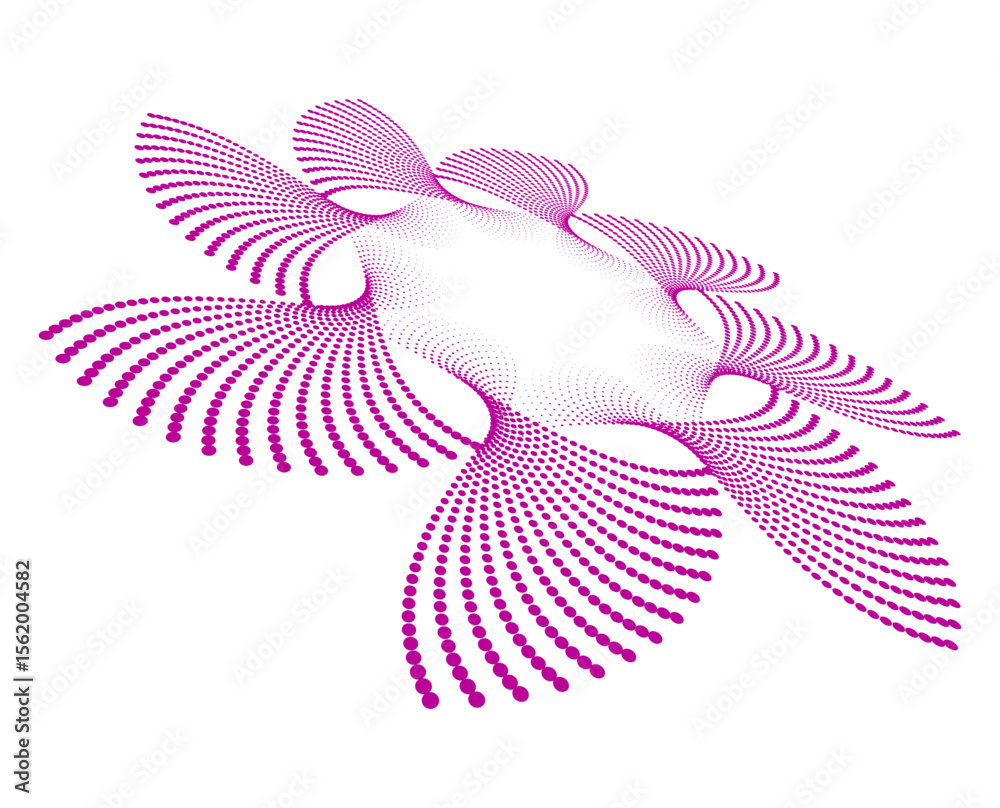 Poster pink orchid isolated on white background design element wave lines guilloche curve line background c