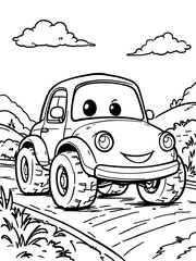 Cartoon Car Coloring Page Cute Vehicle Illustration for Kids