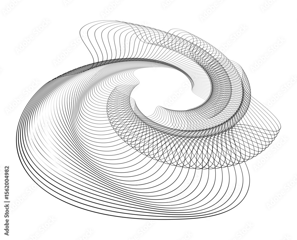 Fototapete 3d rendered illustration of a spiral design element wave lines guilloche curve line background circl