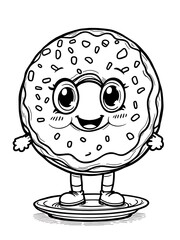 Cute Donut Cartoon Character Illustration for Kids Food Design