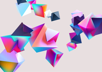 Iridescent 3D cubes. Abstract background of colorful geometric shapes.