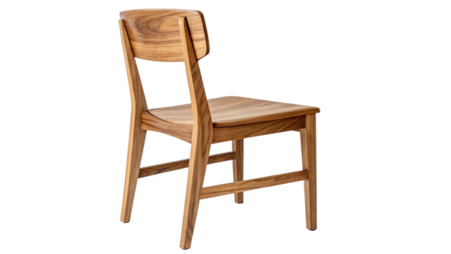 A wooden chair with a simple design isolated on transparent background, showcasing modern furniture