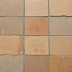 Fototapeta premium Rustic beige square ceramic tiles with natural texture