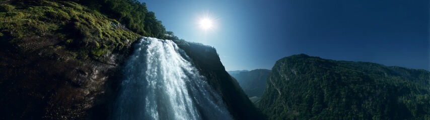 Stunning waterfall in nature hdr 360 degrees hdri viewpoint
