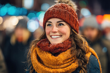 young beautiful woman on bokeh light background