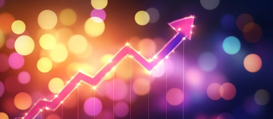 A graph with an arrow pointing upwards, indicating the growth of the stock market or the rising value of various virtual assets.