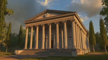Obraz premium Majestic Ancient Greek Temple at Sunset