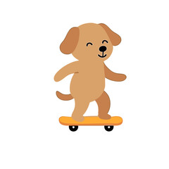 Cute cartoon dog character riding a skateboard