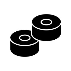 Sushi Roll Silhouette Icon, Filled Japanese Maki Glyph for Menus
