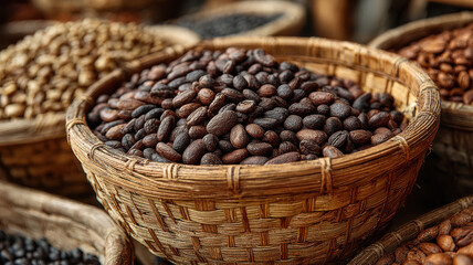 coffee bean in basket at shop