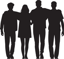 Diverse group of friends walking together with arms around each other