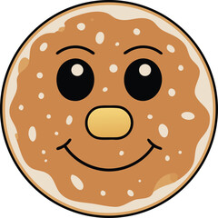 Cute cartoon donut character with a happy face and sprinkles