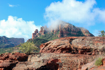 Red and yellow rock canyons in pillars in Sedona, Arizona	
